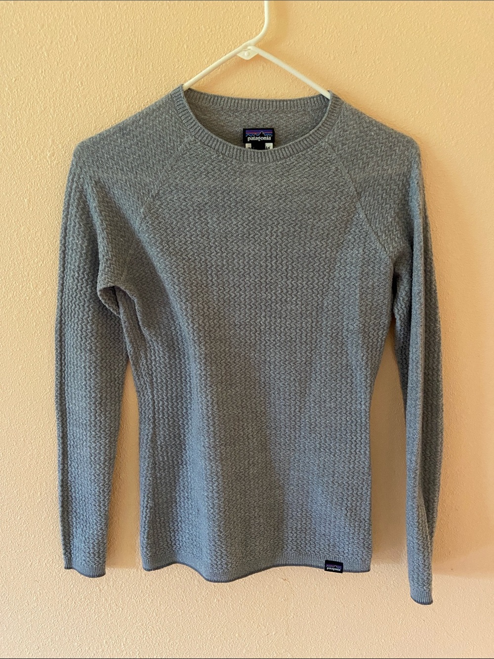 Women’s Patagonia Grey Merino Wool Air Crew Sweater, Size Small